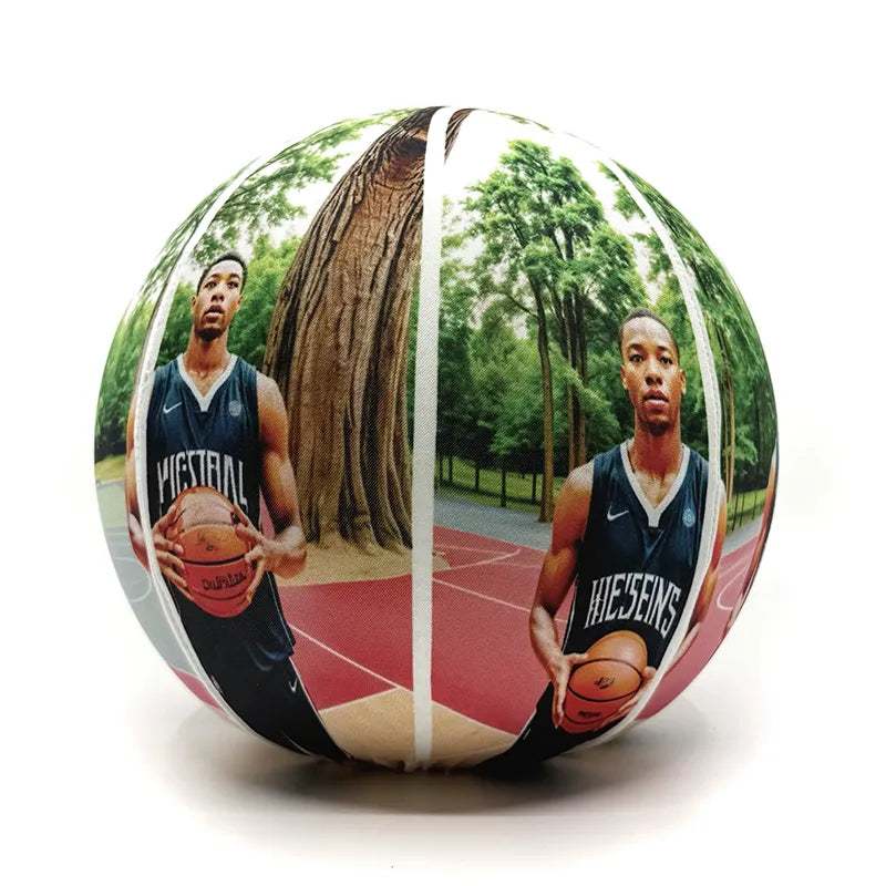 Basketball fabric cover with images of two players on a court background